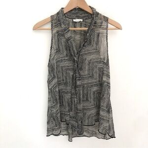 Phanuel Sheer Chiffon Geometric Print Tank